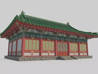 Asian ancient architecture palace bedroom 3D model