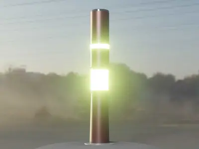 Dark Red Light-Column -8- Street-Light 9 Low-poly 3D model