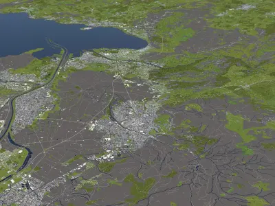 Bregenz Austria 50x50km 3D model