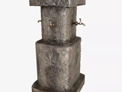 Multiple Drinking Water Taps Low-poly 3D model