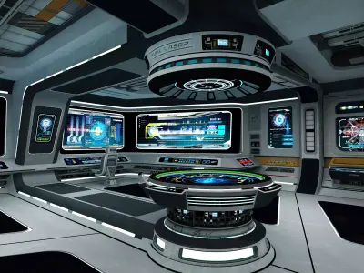 Science fiction internal spacecraft environment Low-poly 3D model
