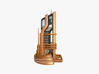 SciFi Building A04 Orange - Sci Fi Exterior Design Low-poly 3D model