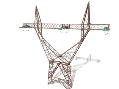 Electricity Pole 4 Weathered Low-poly 3D model