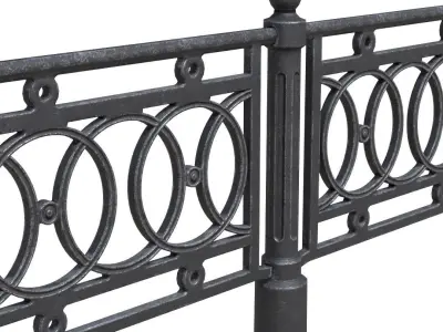 Park fence 01 Low-poly 3D model