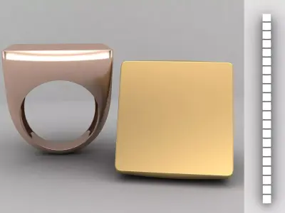 Square Signet Ring Base 20MM top in All sizes 223-MWC 3D print model