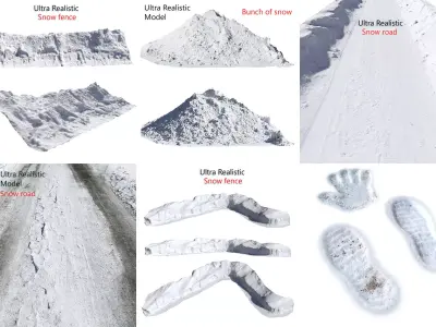 Snow collection ultra realistic fence 3D Model Pack