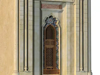 arabic exterior facade element set 805 Low-poly 3D model