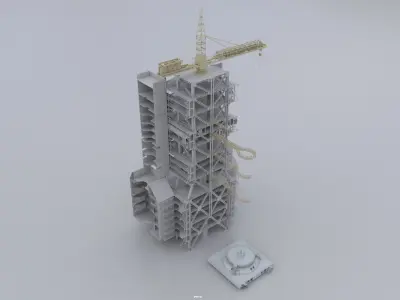 Space rocket launcher 3D model