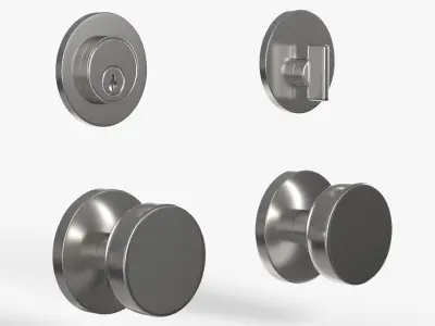 Tumalo Knob - Nickel Cylinder Round Deadbolt 3D model