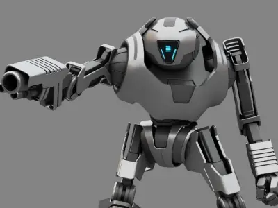 Combat Droid Panda rigged- animated character 3D model