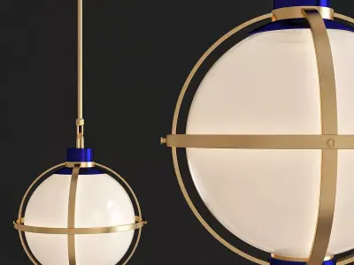Hull Lamp in Brass with Opal Glass low poly 3d model Low-poly 3D model