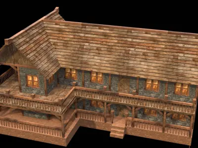 Historical Medieval Building Low Poly Model Low-poly 3D model