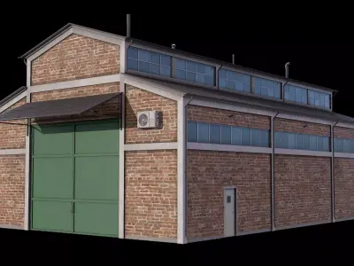 4 Brick Industrial Buildings Collection PBR 3D Model Pack