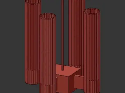 PASTIS 4 four light chandelier in brass with clear glass cyli... 3D model