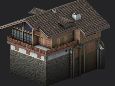 Wooden House type 1 Low-poly 3D model