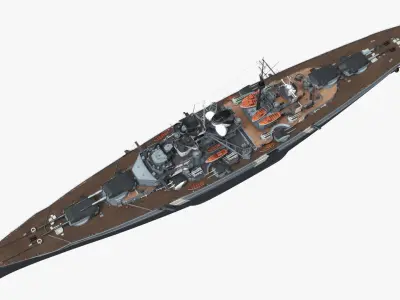  Heavy Warship with Atlantic Hull Stripes Gray Rigged 