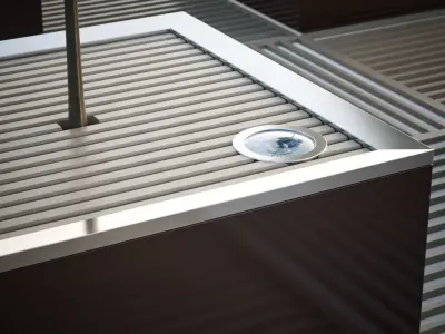 Wide flower pot  with a tree 3D model