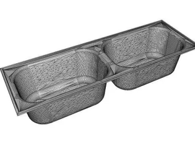 Brass Double Kitchen Sink Low-poly 3D model