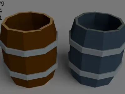 wooden barrel Low-poly 3D model