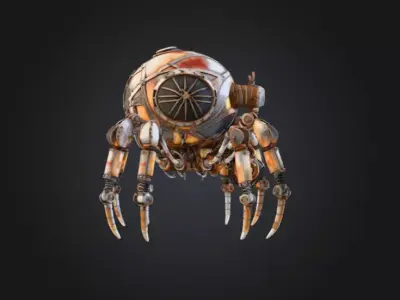 Rusty Mech Walker Low-poly 3D model