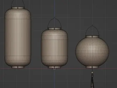 Japanese Lantern Low-poly 3D model order