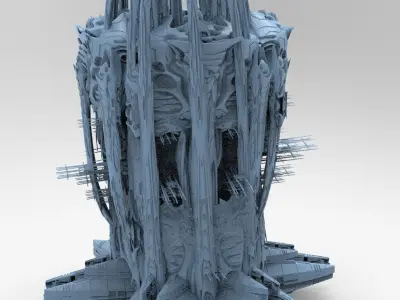 Sci Fi Wraith Claw City interceptor 2 Structures 3D model