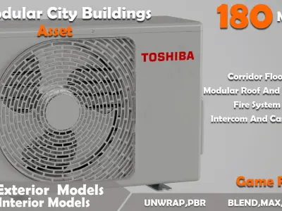 Modular City Buildings Asset  Low-poly 3D model