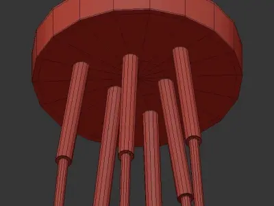 Halfway six light chandelier in brass with glass globes 3D model