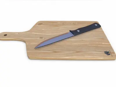  Wooden Cutting Board With Kinfe PBR 