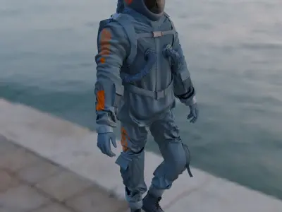 Space suit - Cyberpunk outfit Low-poly 3D model