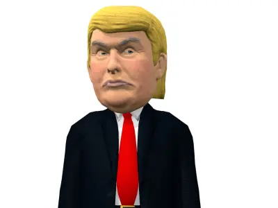 Donald Trump Caricature low poly rigged animated Low-poly 3D model