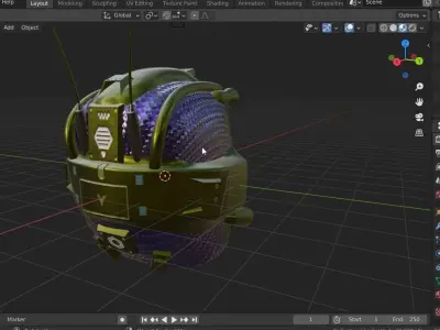 sci-fi helmet Low-poly 3D model order