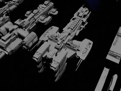 Sci-Fi Space Ships Kitbash Kit 3D model