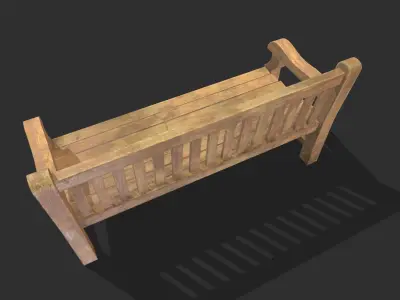 Bench 03 Low Poly PBR Realistic Low-poly 3D model