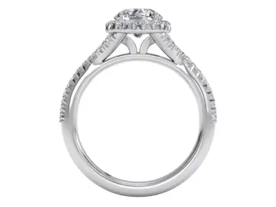 Round diamond halo engagement ring 3D print model