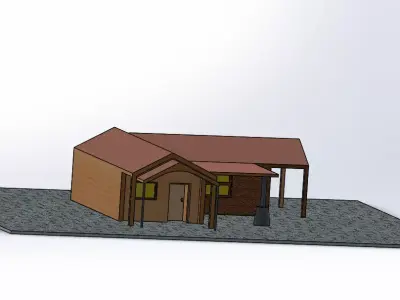 Wooden House  Cabin 3D Model   Architectural Design Low-poly 3D model