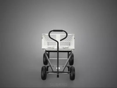 WHITE TIPPING STEEL GRID METAL MESH CART UTILITY WAGON TROLLEY 4 3D model