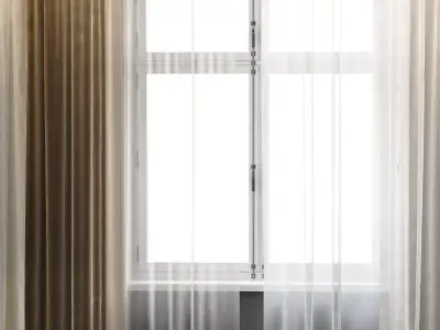 Curtain Set 2 room with curtains and window 3D model