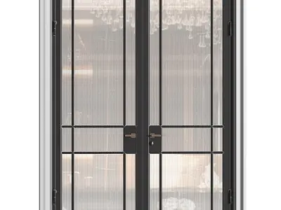 Interior Doors in Art Deco style with corrugated glass 3D model