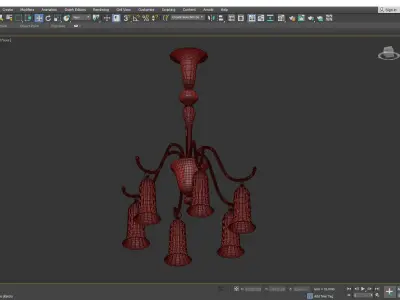 Murano Blown Glass Straw Colored Chandelier Low-poly 3D model