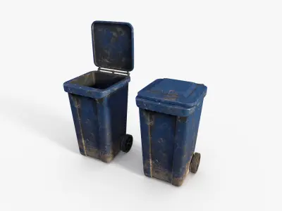 Dirty Street Trash Can Low-poly 3D model