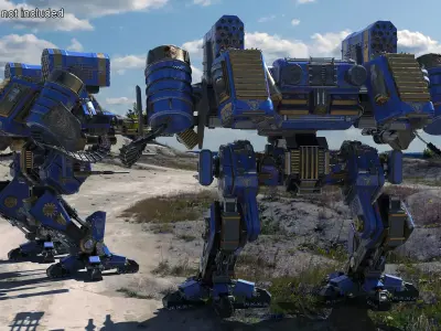 Heavy Assault Mech Walker Blue Warhammer Style 3D model