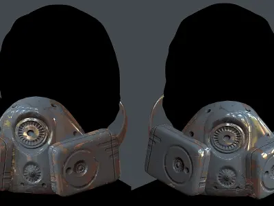 Gas mask helmet 3d model scifi Low-poly  Low-poly 3D model 497