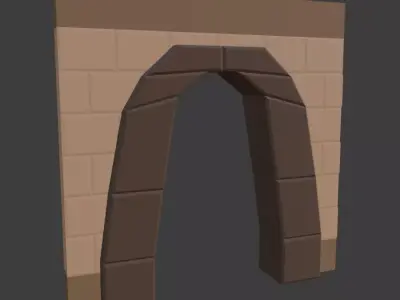 Doorway side of brick wall Low-poly 3D model