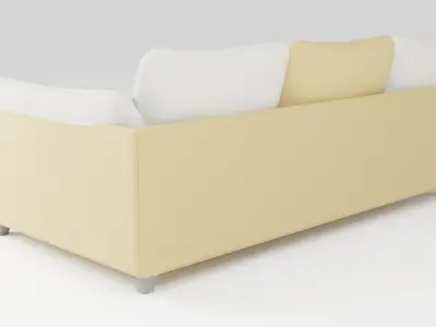 The sofa in a modern style is made of light-colored fabric 3D model