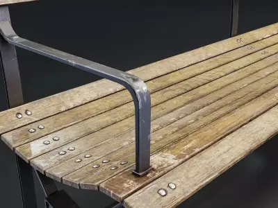 Vintage Iron and Wood Park Bench Low-poly 3D model