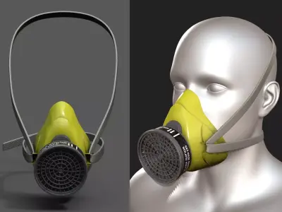 Gas mask respirator scifi military combat 3d futuristic  Low-poly 3D model
