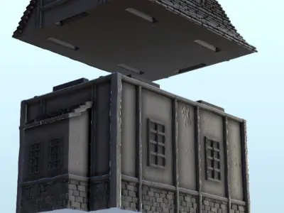 Medieval house with curved roof and dormer windows 5 3D print model