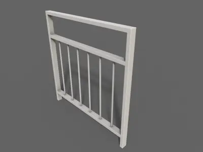 PBR Pedestrian Guard Rail White V4 Low-poly 3D model