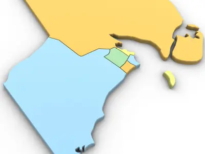  3d Political Map of Kuwait  3D model